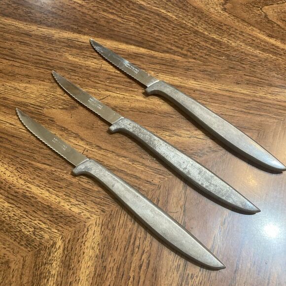Neusteters Steak Knives Lot 3 Stainless Steel Made In France MCM Unique - Picture 1 of 6